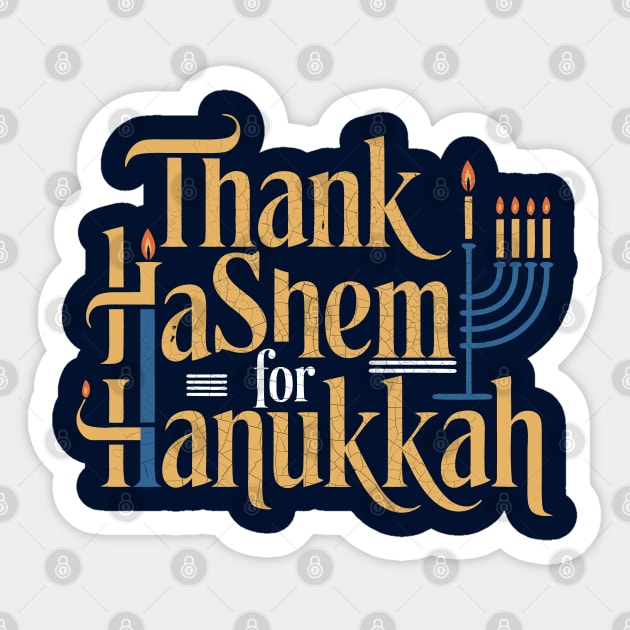 Thank HaShem for Hanukkah – Artistic Menorah Typography Sticker by Thank HaShem